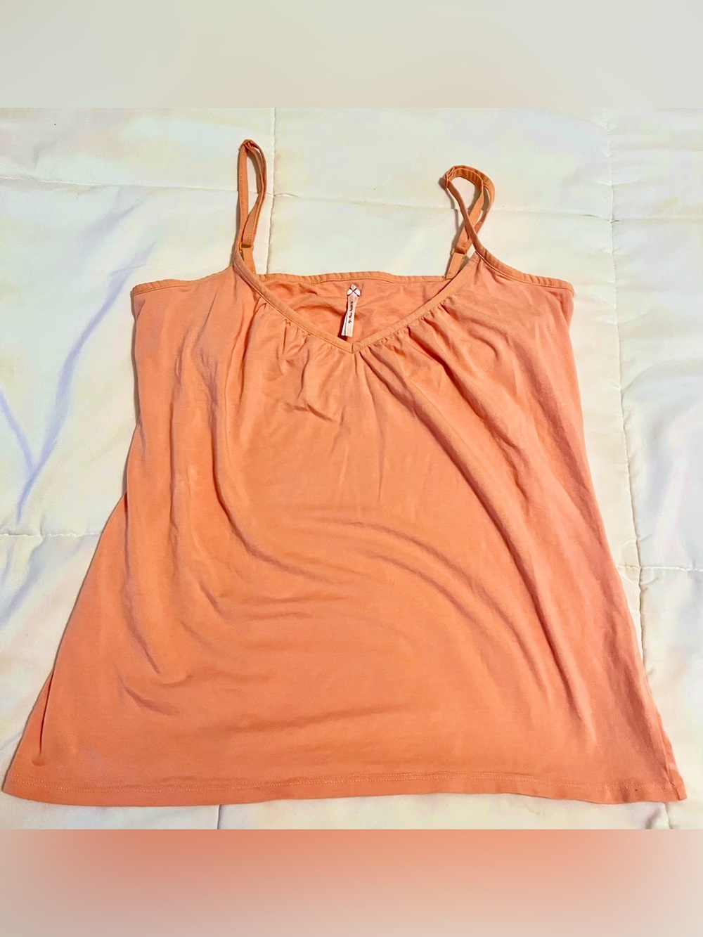 Free People Vintage Y2k Orange Cami Built in Bra Top size L cotton